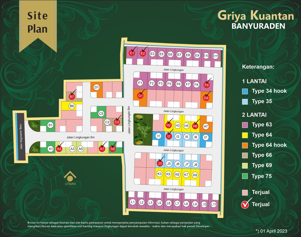 Site Plan Perumahan Jogja 2023, Griya Kuantan Banyuraden